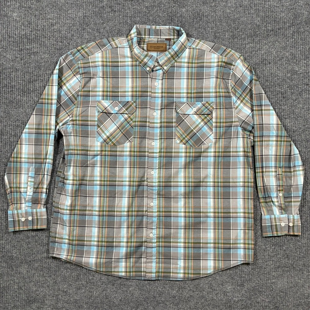 Clearwater Outfitters Mens Size 2XL Plaid Button Down Shirt Outdoor Long Sleeve